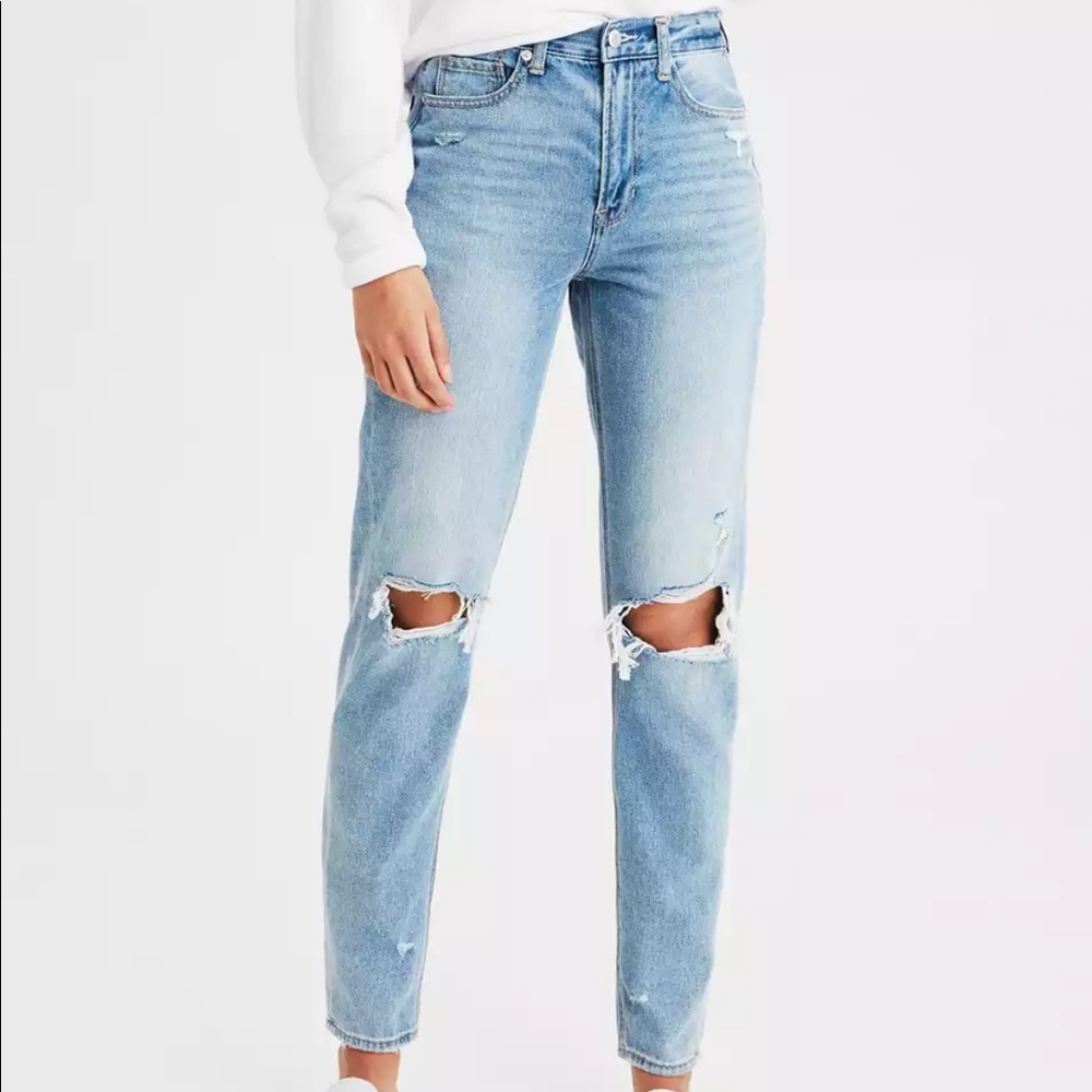 American Eagle Mom Jeans in Cool Classic